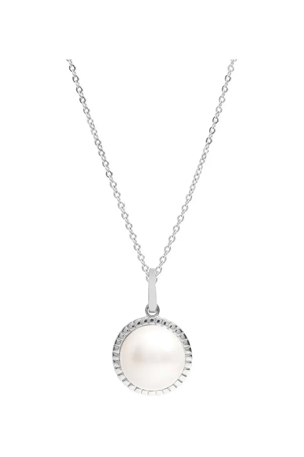 Gift Packaged 'Cosmos' Rhodium Plated 925 Silver Pearl Necklace