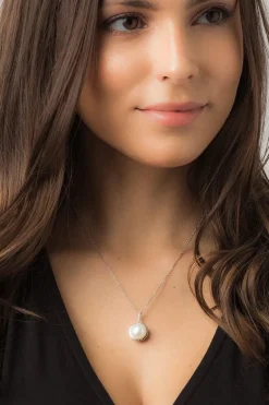 Gift Packaged 'Cosmos' Rhodium Plated 925 Silver Pearl Necklace