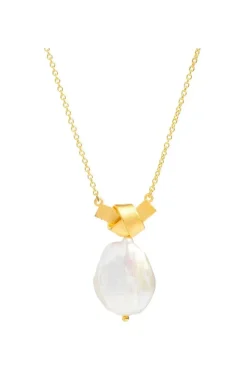 Gift Packaged 'Edna' 18ct Gold Plated Sterling Silver Pearl Necklace