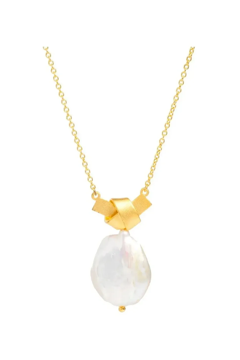 Gift Packaged 'Edna' 18ct Gold Plated Sterling Silver Pearl Necklace