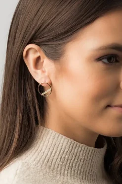 Gift Packaged 'Equinox' 18ct Yellow Gold Plated 925 Silver & Cubic Zirconia Earrings