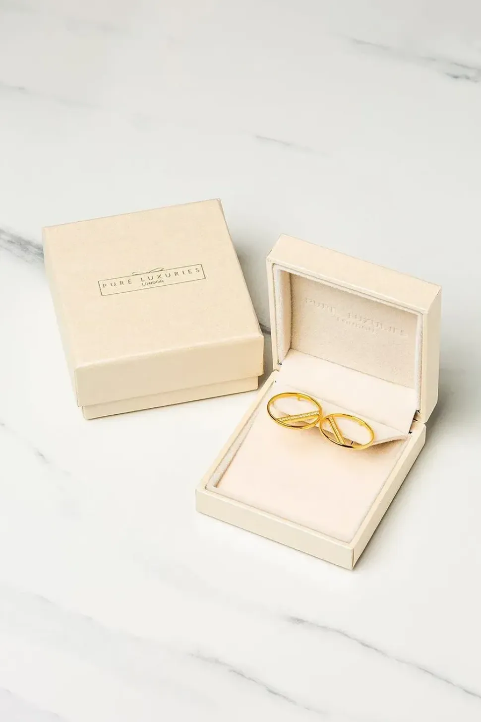 Gift Packaged 'Equinox' 18ct Yellow Gold Plated 925 Silver & Cubic Zirconia Earrings