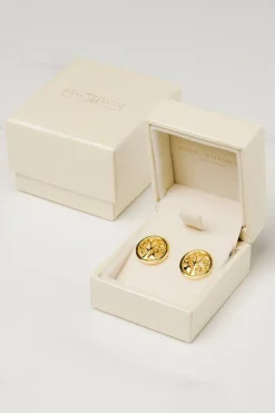 Gift Packaged 'Fosette' 18ct Yellow Gold 925 Silver Branch Earrings