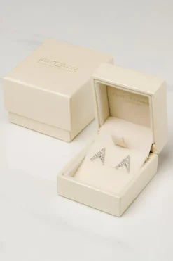 Gift Packaged 'Ines' Rhodium Plated 925 Silver Arrow Earrings