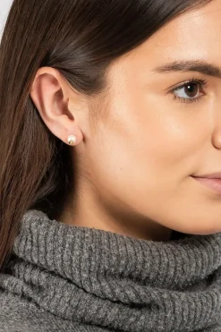 Gift Packaged 'Lysha' 18ct Yellow Gold Plated 925 Silver Cone & Freshwater Pearl Stud Earrings