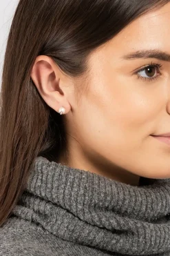Gift Packaged 'Lysha' 925 Silver Cone & Freshwater Pearl Stud Earrings