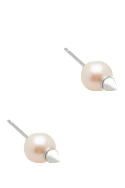 Gift Packaged 'Lysha' 925 Silver Cone & Freshwater Pearl Stud Earrings