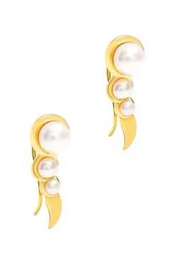 Gift Packaged 'Miletto' 18ct Yellow Gold Plated 925 Silver & Freshwater Pearl Earrings