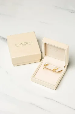 Gift Packaged 'Miletto' 18ct Yellow Gold Plated 925 Silver & Freshwater Pearl Earrings