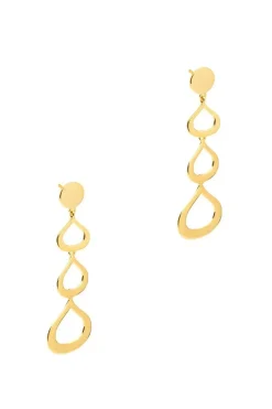 Gift Packaged 'Samara' 18ct Yellow Gold Plated 925 Silver Cut-Out Raindrop Drop Earrings