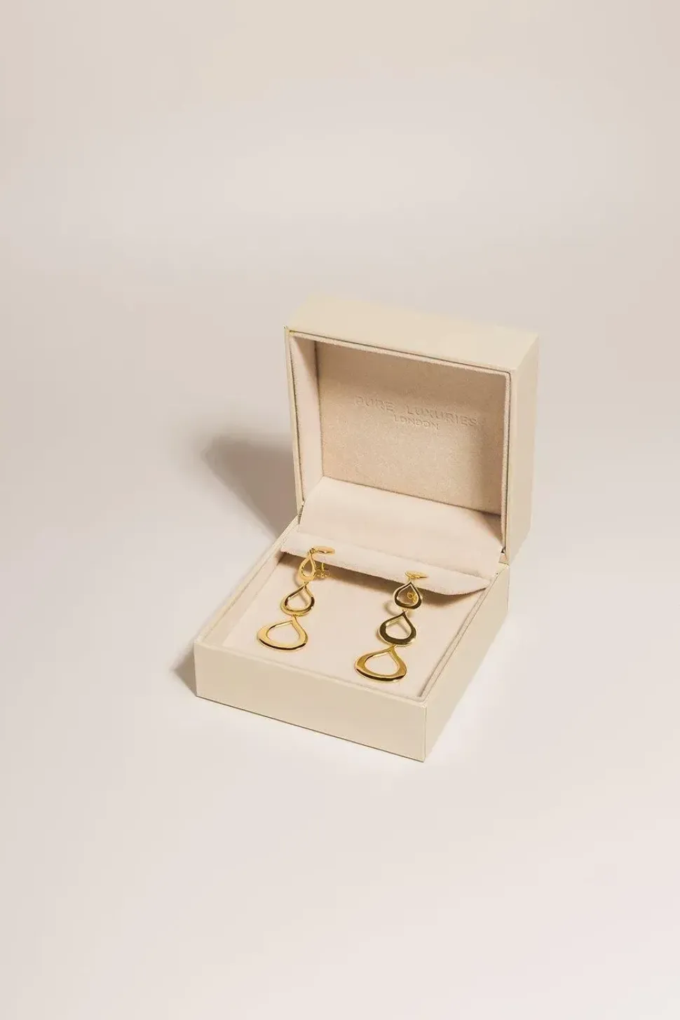 Gift Packaged 'Samara' 18ct Yellow Gold Plated 925 Silver Cut-Out Raindrop Drop Earrings
