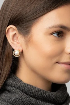 Gift Packaged 'Sara' 18ct Yellow Gold Plated 925 Silver & Pearl Spiral Earrings