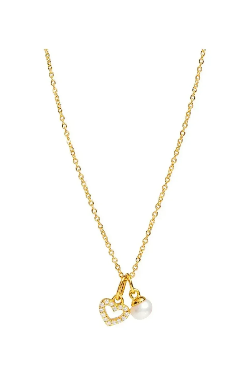 Gift Packaged 'Velez' 18ct Yellow Gold Plated 925 Silver & Pearl Sparkle Heart Necklace