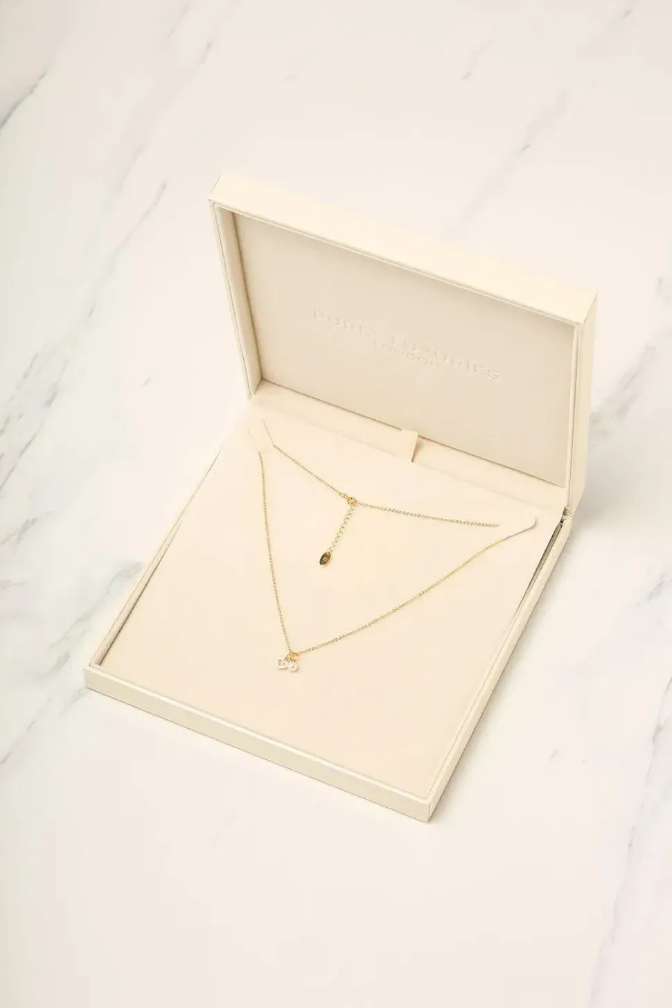 Gift Packaged 'Velez' 18ct Yellow Gold Plated 925 Silver & Pearl Sparkle Heart Necklace