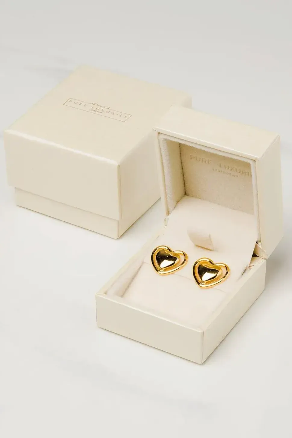 Gift Packaged 'Violette' 18ct Gold Plated 925 Silver Heart Earrings