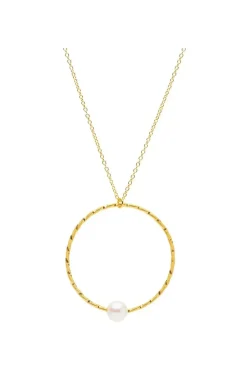 Gift Packaged 'Ximena' 18ct Yellow Gold 925 Silver & Pearl Necklace