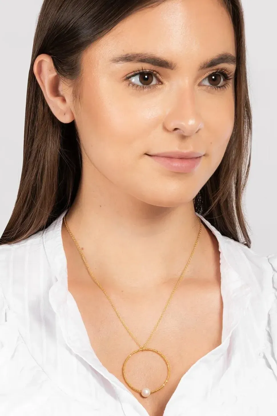 Gift Packaged 'Ximena' 18ct Yellow Gold 925 Silver & Pearl Necklace
