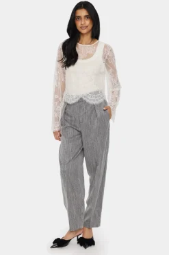 GigiSZ Long Sleeve Sheer Lace Blouse-