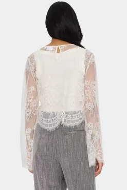 GigiSZ Long Sleeve Sheer Lace Blouse-