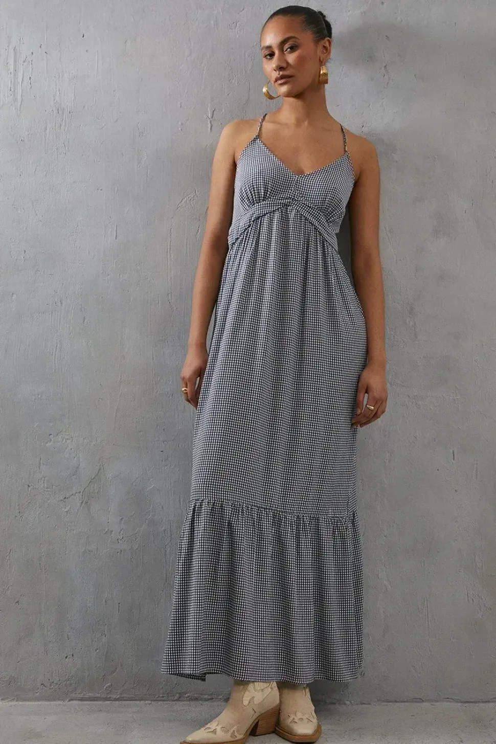 Gingham Check Strappy Maxi Sundress