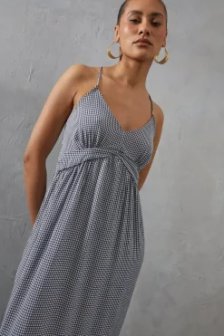 Gingham Check Strappy Maxi Sundress