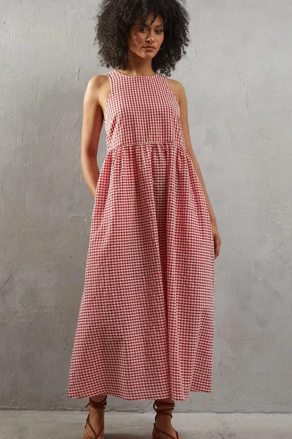 Gingham Sleeveless Maxi Dress