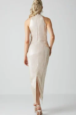 Glass Sequin Halterneck Column Dress