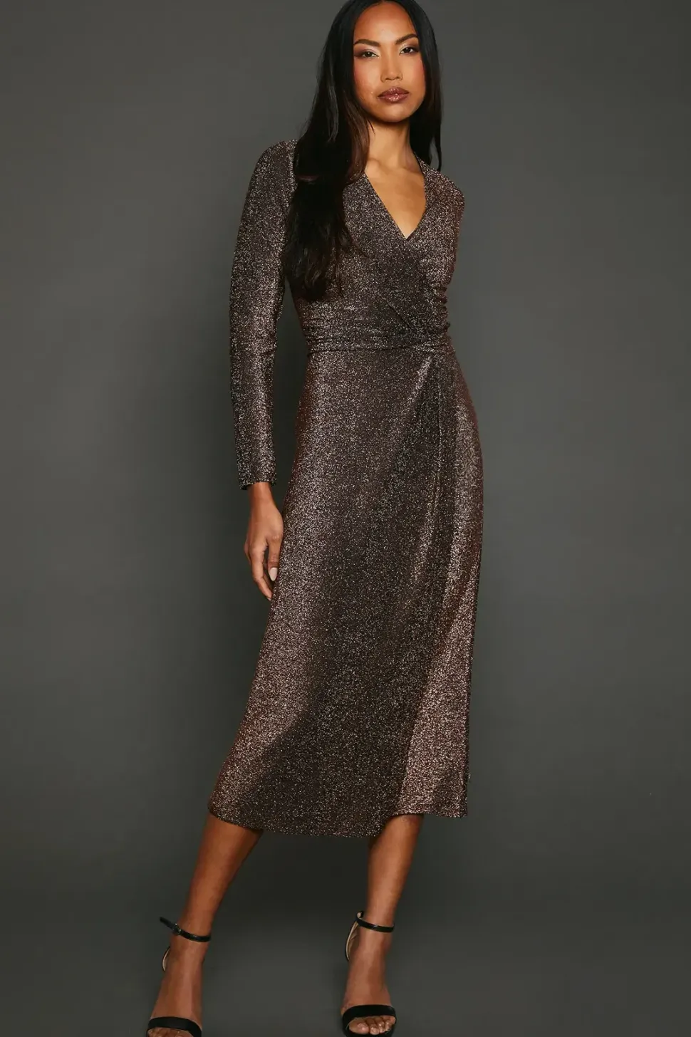 Glitter Detail Jersey Wrap Dress