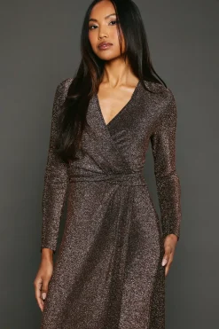 Glitter Detail Jersey Wrap Dress