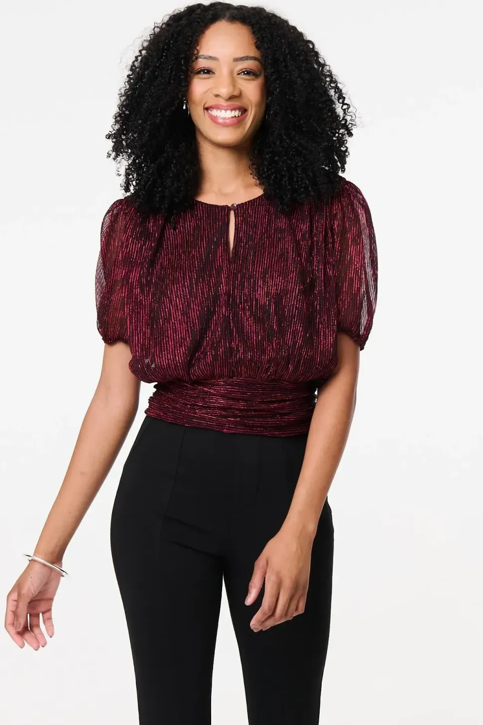 Glitter Mesh Ruched Semi Sheer Crop Top