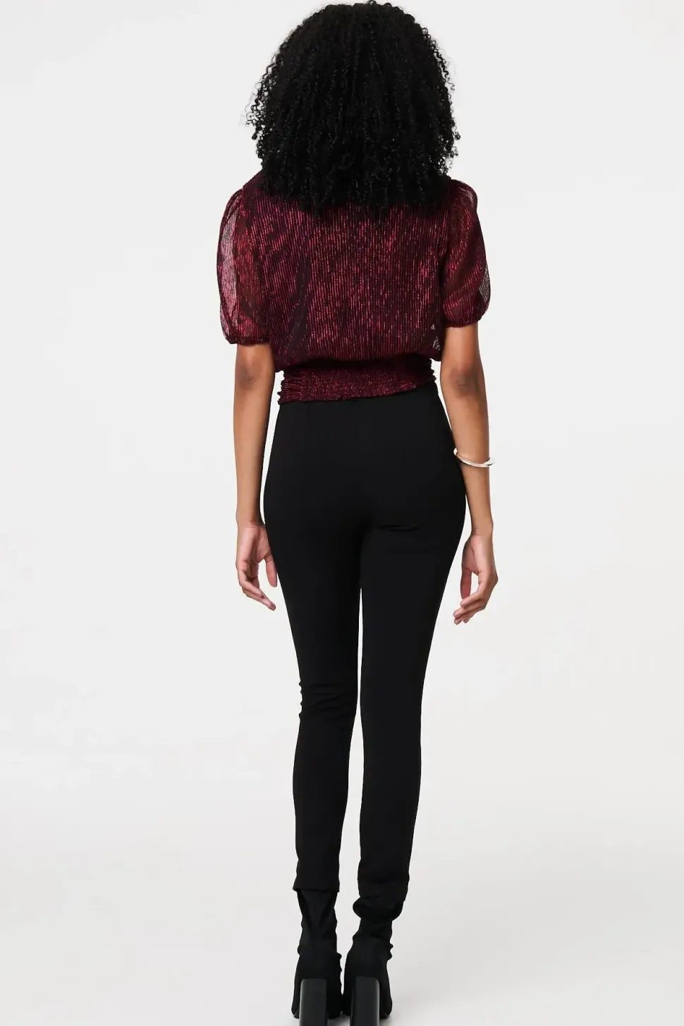 Glitter Mesh Ruched Semi Sheer Crop Top