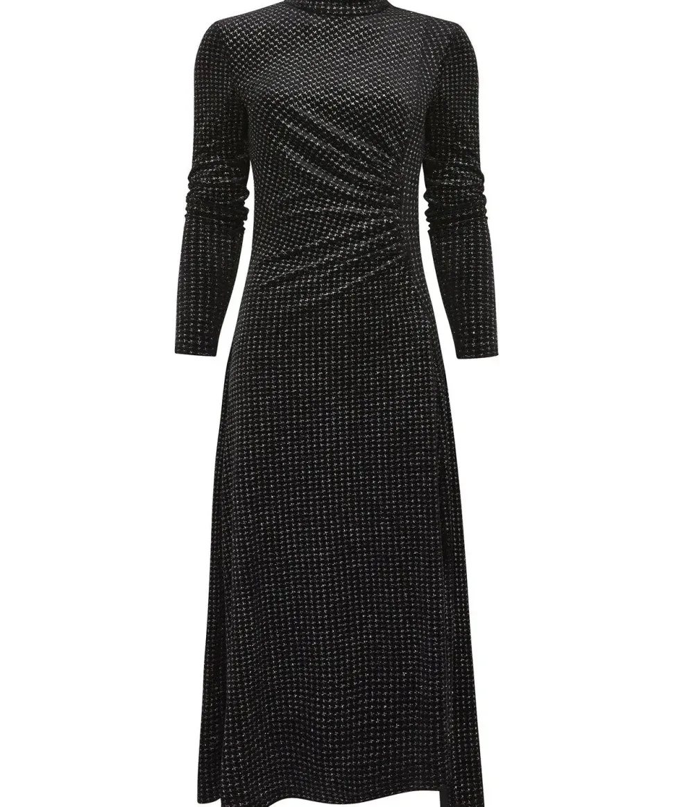 Glitter Sparkle High Neck Midi Dress