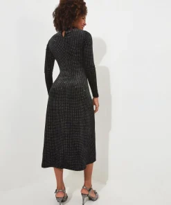 Glitter Sparkle High Neck Midi Dress