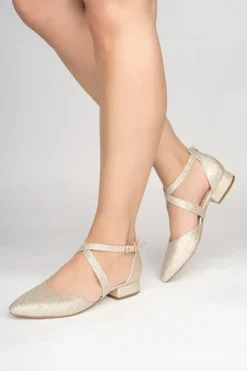 Glitter 'Inaya' Mid Block Heel Court Shoes