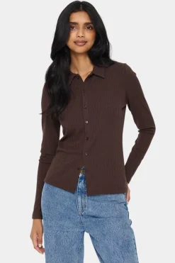 GodaSZ Spread Collar Rib Knit Cardigan-
