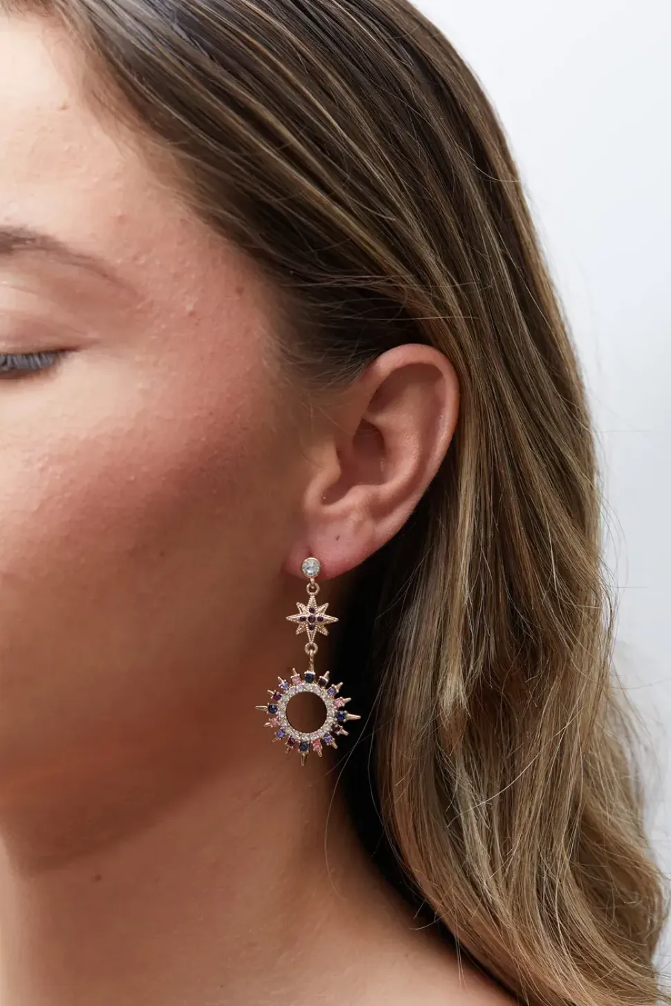 Gold Celestial Charm Mismatch Earrings