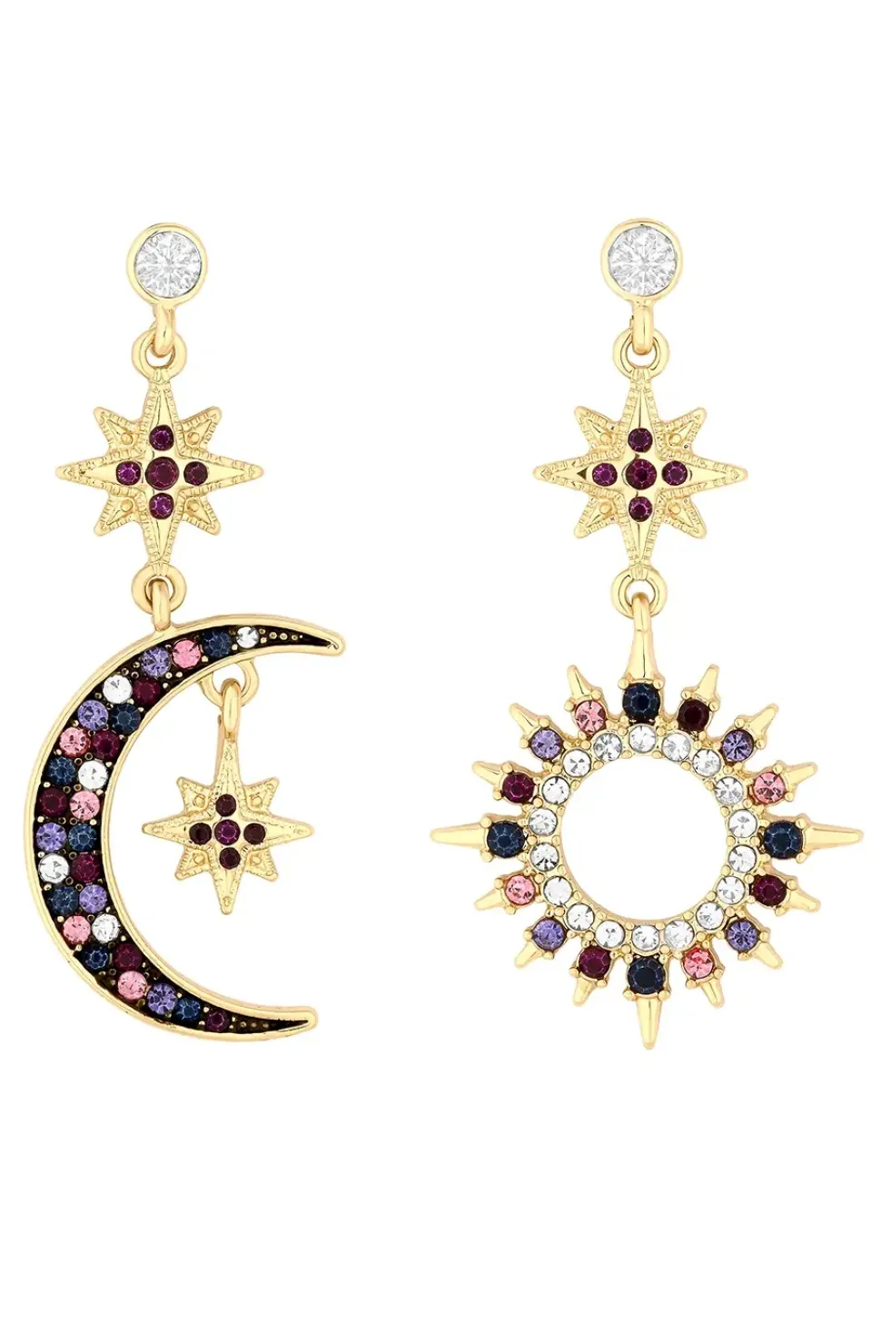 Gold Celestial Charm Mismatch Earrings