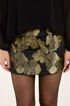Gold Floral Jacquard Mini Skirt
