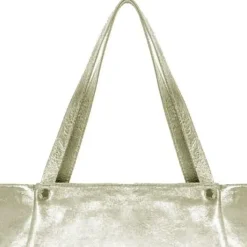 Gold Horizontal Zipped Leather Tote | BXYLB