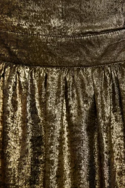 Gold Metallic Halter Neck Midi Dress