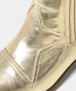 Gold Metallic Western Ankle Boots