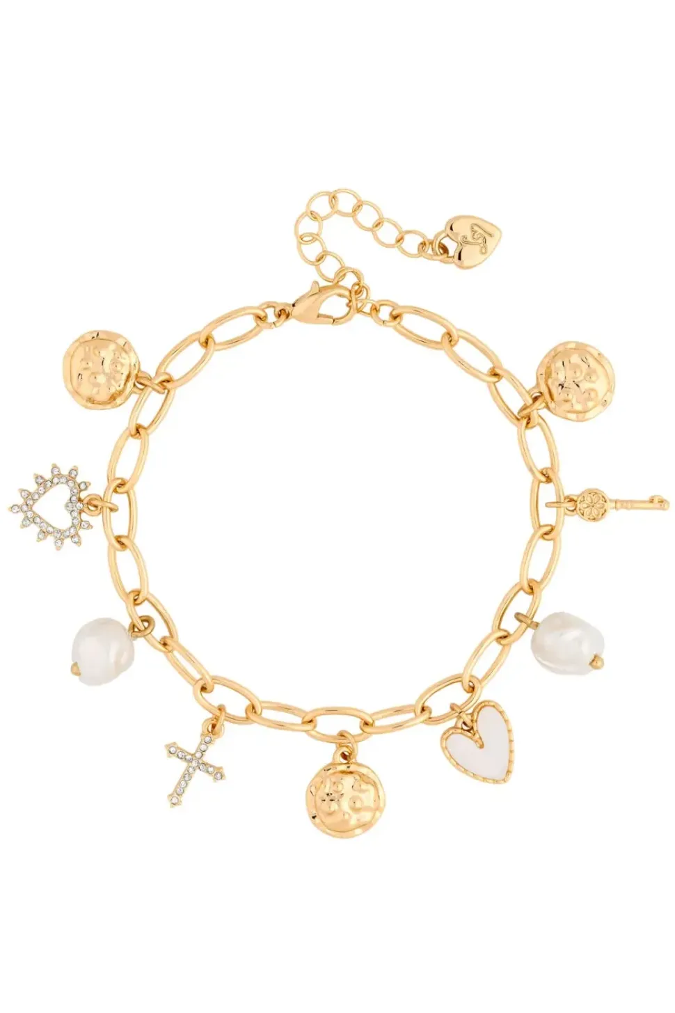 Gold Plated And Pearl Talisman Charm Bracelet - Gift Boxed