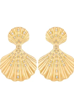 Gold Plated Oversized Shell Earrings