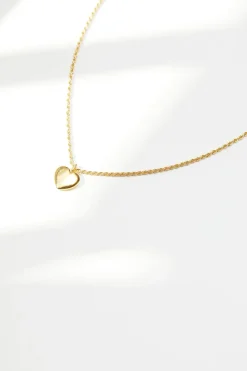 Gold Plated Sterling Silver 925 Polished Heart Necklace