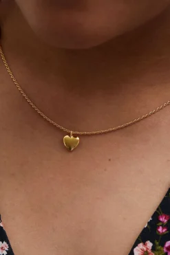 Gold Plated Sterling Silver 925 Polished Heart Necklace