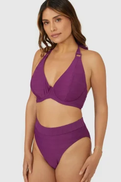 Gorgeous Textured Non Padded Plunge Underwire Bikini Top