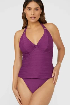Gorgeous Textured Non Pad Plunge Tankini Top