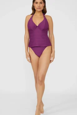 Gorgeous Textured Non Pad Plunge Tankini Top
