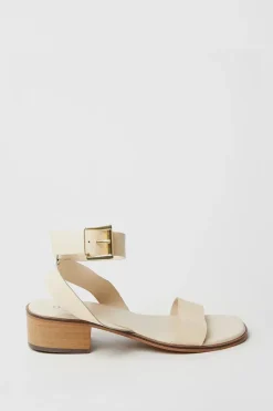 Gracie Leather Low Stacked Heeled Sandals