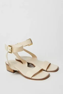 Gracie Leather Low Stacked Heeled Sandals
